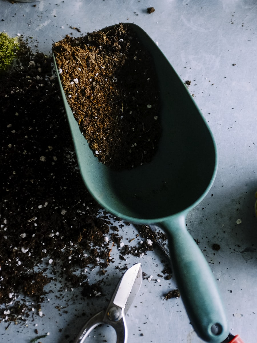 Dark garden soil in close detail